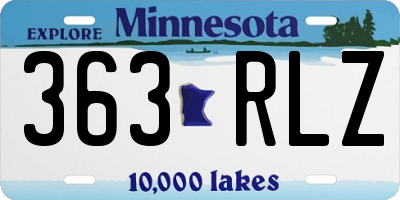 MN license plate 363RLZ