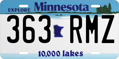MN license plate 363RMZ