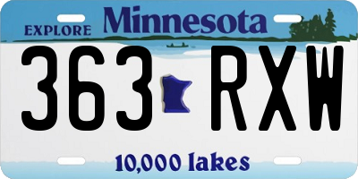 MN license plate 363RXW