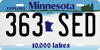 MN license plate 363SED