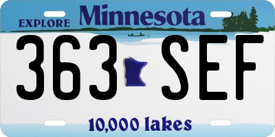 MN license plate 363SEF