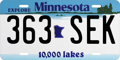 MN license plate 363SEK