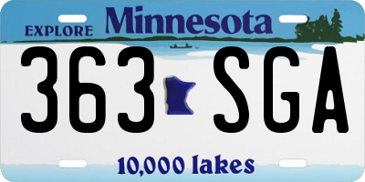 MN license plate 363SGA