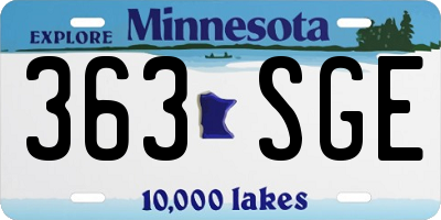 MN license plate 363SGE