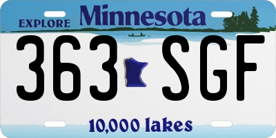 MN license plate 363SGF