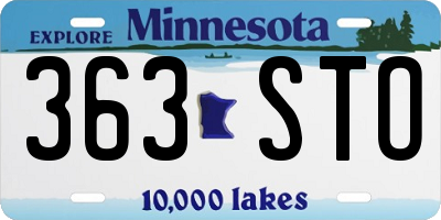MN license plate 363STO