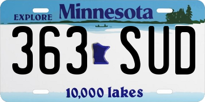 MN license plate 363SUD