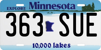 MN license plate 363SUE