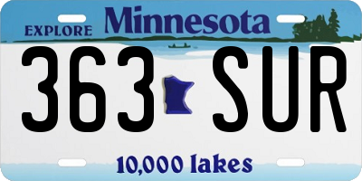 MN license plate 363SUR