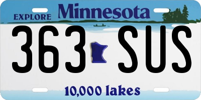MN license plate 363SUS