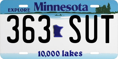 MN license plate 363SUT