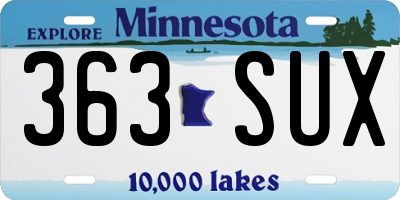 MN license plate 363SUX