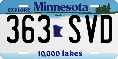 MN license plate 363SVD