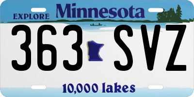 MN license plate 363SVZ
