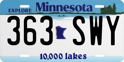 MN license plate 363SWY