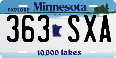 MN license plate 363SXA