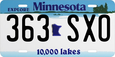 MN license plate 363SXO