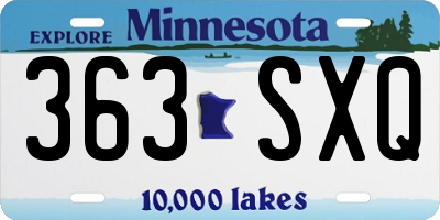 MN license plate 363SXQ