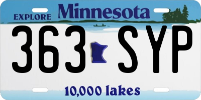 MN license plate 363SYP