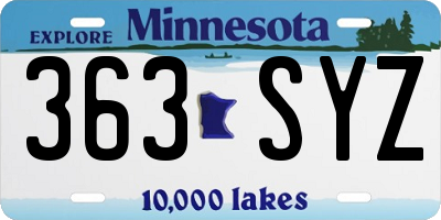 MN license plate 363SYZ