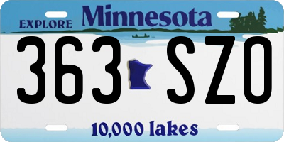 MN license plate 363SZO