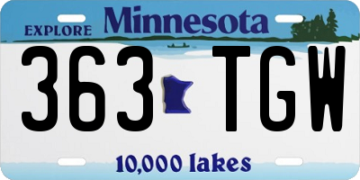 MN license plate 363TGW