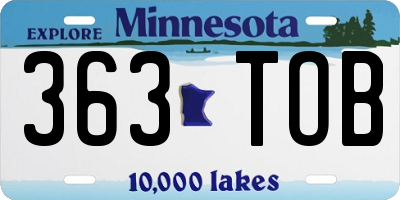 MN license plate 363TOB