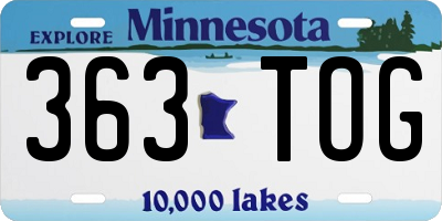 MN license plate 363TOG
