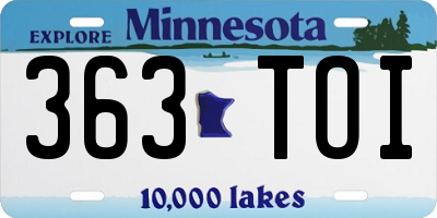 MN license plate 363TOI