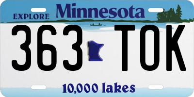 MN license plate 363TOK