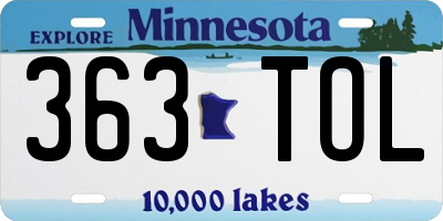 MN license plate 363TOL
