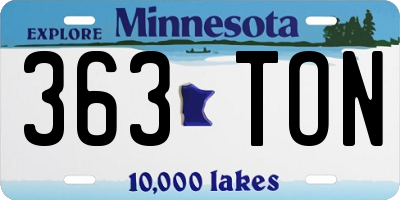 MN license plate 363TON