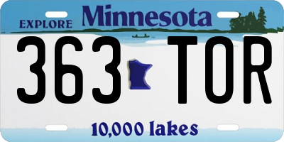MN license plate 363TOR