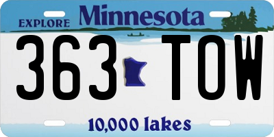 MN license plate 363TOW