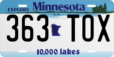 MN license plate 363TOX