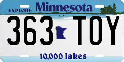 MN license plate 363TOY