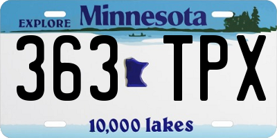 MN license plate 363TPX