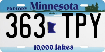 MN license plate 363TPY