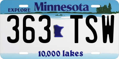MN license plate 363TSW