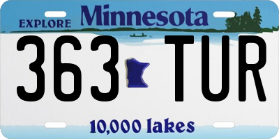 MN license plate 363TUR