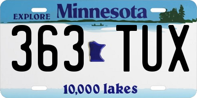 MN license plate 363TUX