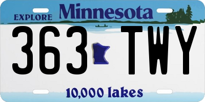MN license plate 363TWY