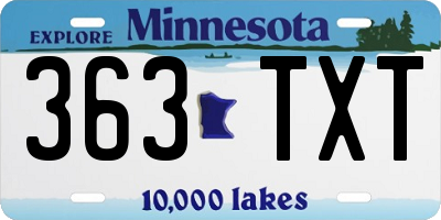 MN license plate 363TXT
