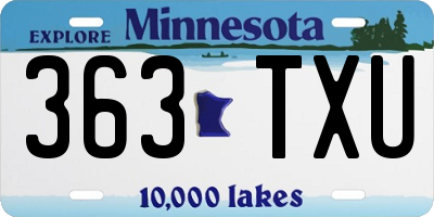 MN license plate 363TXU