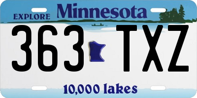 MN license plate 363TXZ