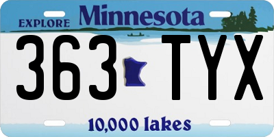 MN license plate 363TYX
