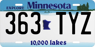 MN license plate 363TYZ