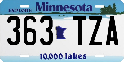 MN license plate 363TZA