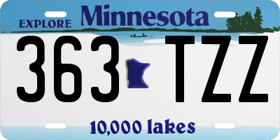 MN license plate 363TZZ
