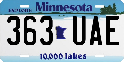 MN license plate 363UAE